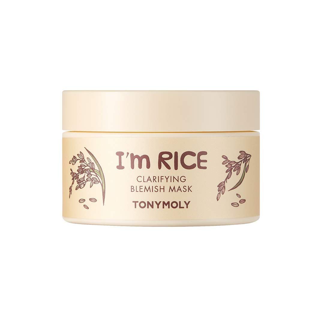 TONYMOLY I&#39;m Rice Clarifying Blemish Clay Mask, Korean Face Mask, Easter Basket Stuffer, Facial Mask Detoxifiies, Reduces Redness &amp; Soothes Irritated Skin, Kaolin Clay &amp; Fermented Rice, 100ml