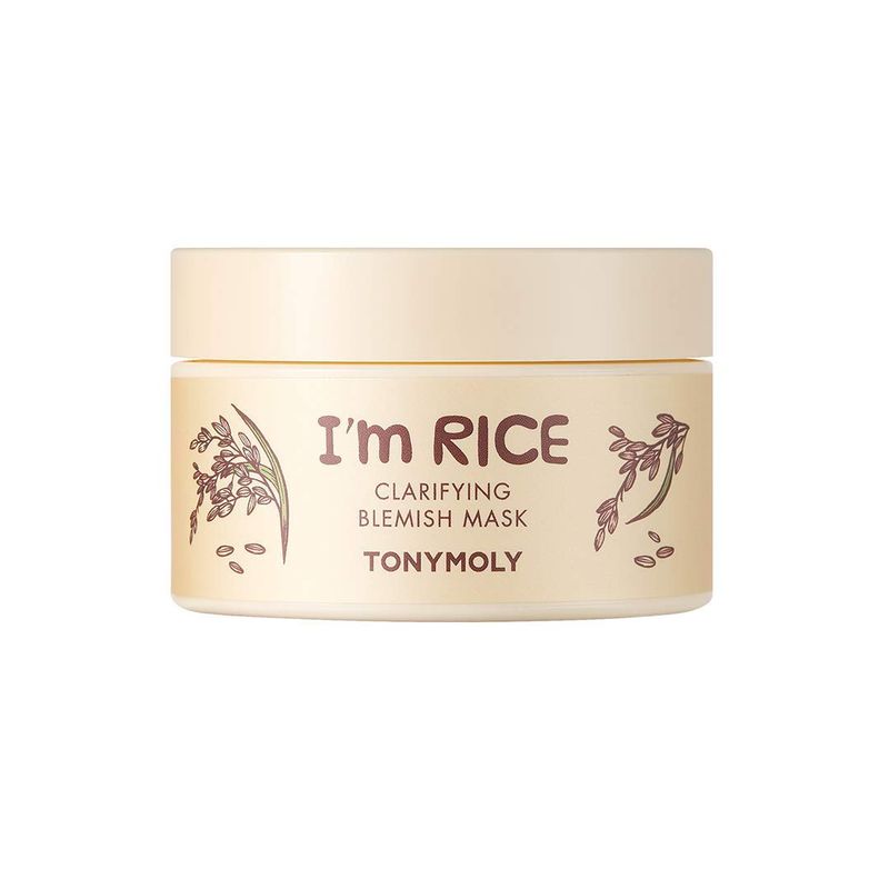 TONYMOLY I&#39;m Rice Clarifying Blemish Clay Mask, Korean Face Mask, Easter Basket Stuffer, Facial Mask Detoxifiies, Reduces Redness &amp; Soothes Irritated Skin, Kaolin Clay &amp; Fermented Rice, 100ml