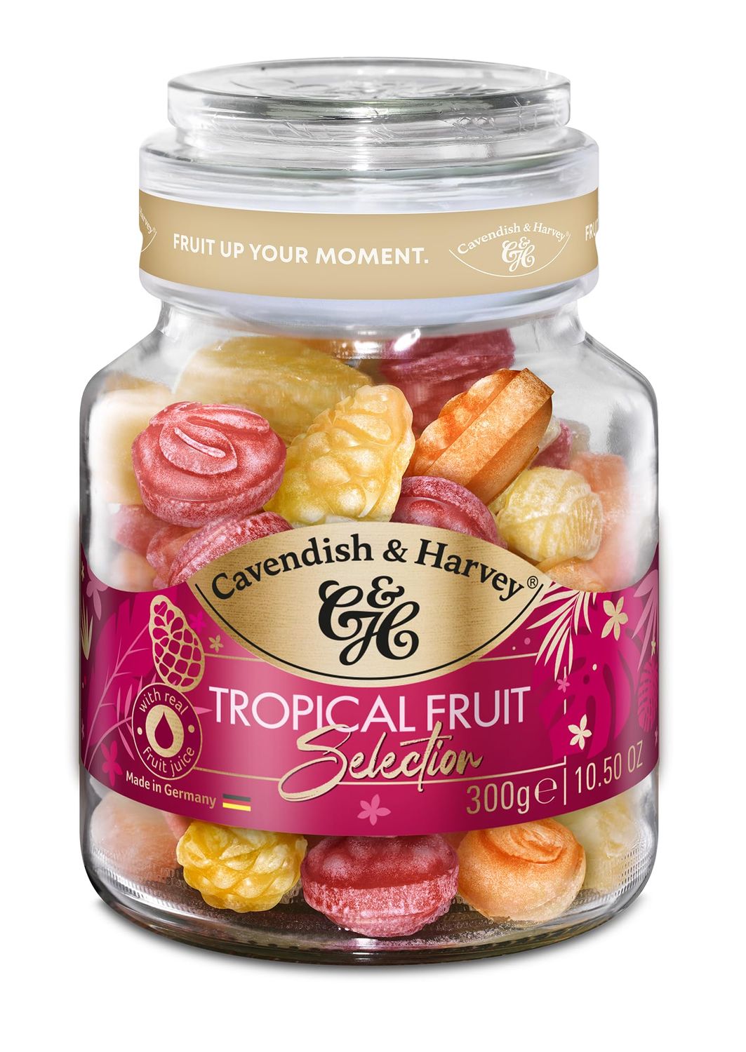 Cavendish &amp; Harvey Tropical Selection I Fruity Hard Candy in Glass Jar I 300 G 10.5 ounce