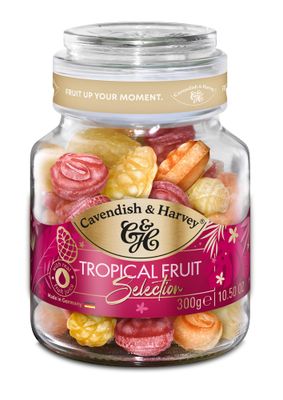 Cavendish &amp; Harvey Tropical Selection I Fruity Hard Candy in Glass Jar I 300 G 10.5 ounce