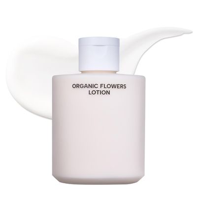 Whamisa Organic Flowers Doouble Rich Lotion, 95.2% Organic, Waterless Formula, Fermented Postbiotic for Deep Hydration &amp; Soothing, Moisturizing (200ml)