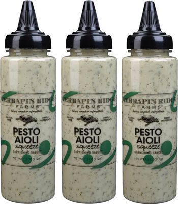 Terrapin Ridge Farms Pesto Aioli Garnishing Sauce - Three 7.5 Ounce Squeeze Bottles