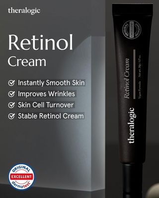 theralogic Retinol Cream - Korean Retinol Vitamin A Face Moisturizer - Lifting, Skin Renewal and Wrinkle Improvement Night Treatment with Peptides - Dermatologically Tested, Vegan Formula, 0.7 oz.