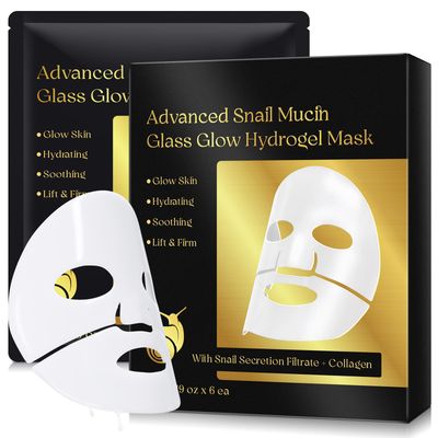APUUFYQC Snail Mucin, Collagen Face Mask, Glass Glow Hydrogel Mask, Strengthen The Skin Barrier, Delay Aging, Easy To Absorb, 6 EA