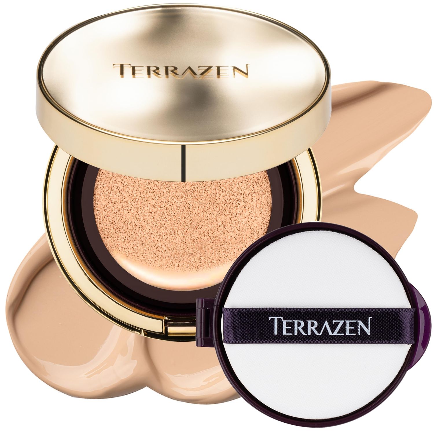 Terrazen Korean Face Cushion Foundation Finish Glass Perfect Skin Long Lasting Medium High Coverage Semi Matte, 0.51 fl oz (Natural Beige, 1)