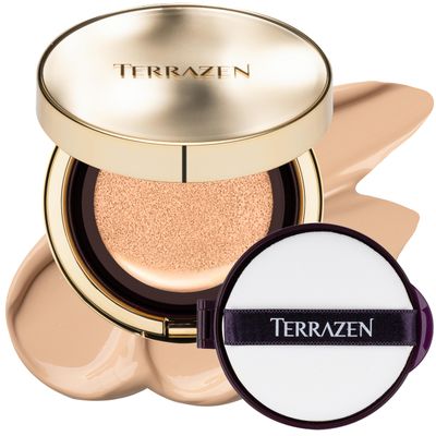 Terrazen Korean Face Cushion Foundation Finish Glass Perfect Skin Long Lasting Medium High Coverage Semi Matte, 0.51 fl oz (Natural Beige, 1)