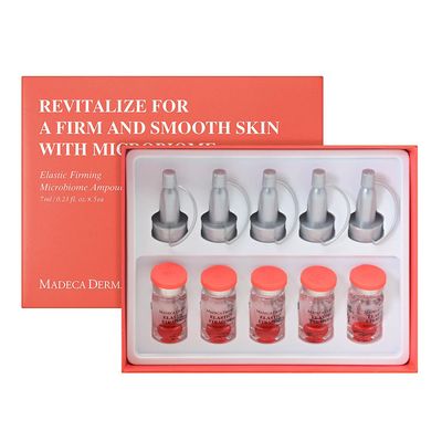 MADECA DERMA Elastic Firming Microbiome Ampoule - Hydrating Korean Skincare with Hyaluronic Acid, Collagen &amp; Peptides for Firmness, Elasticity, Fine Line Reduction &amp; Rejuvenation (0.23 fl oz x 5)
