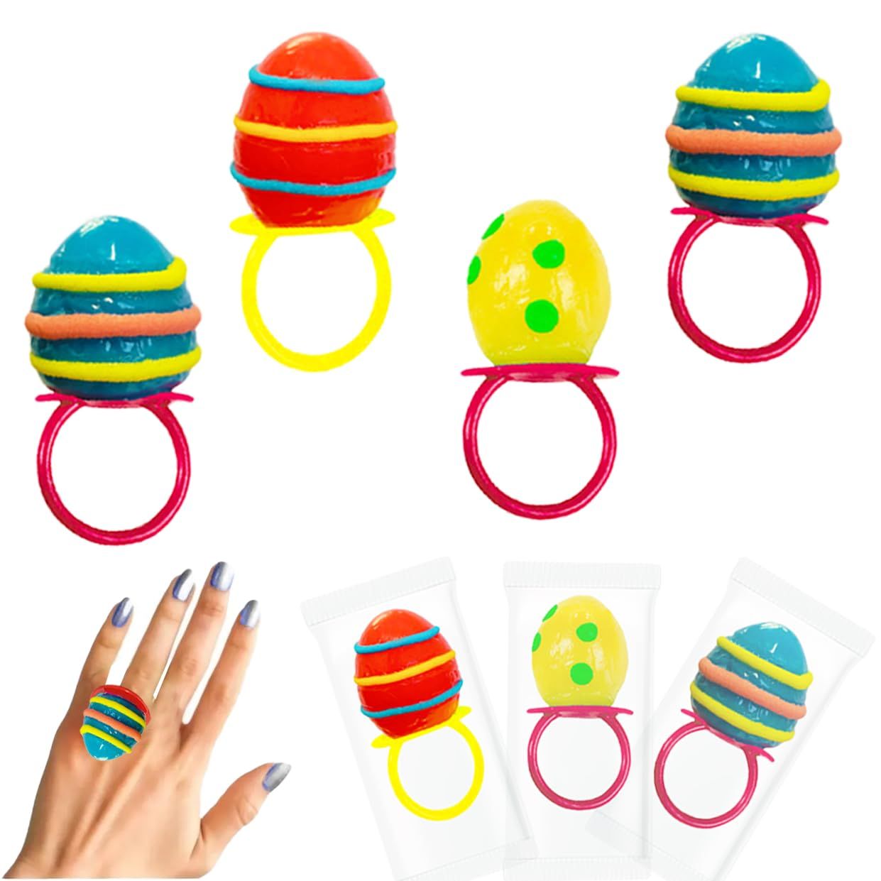 Fruidles Easter Eggs Candy Rings, Hard Candy, Individually Wrapped (12-Pack)