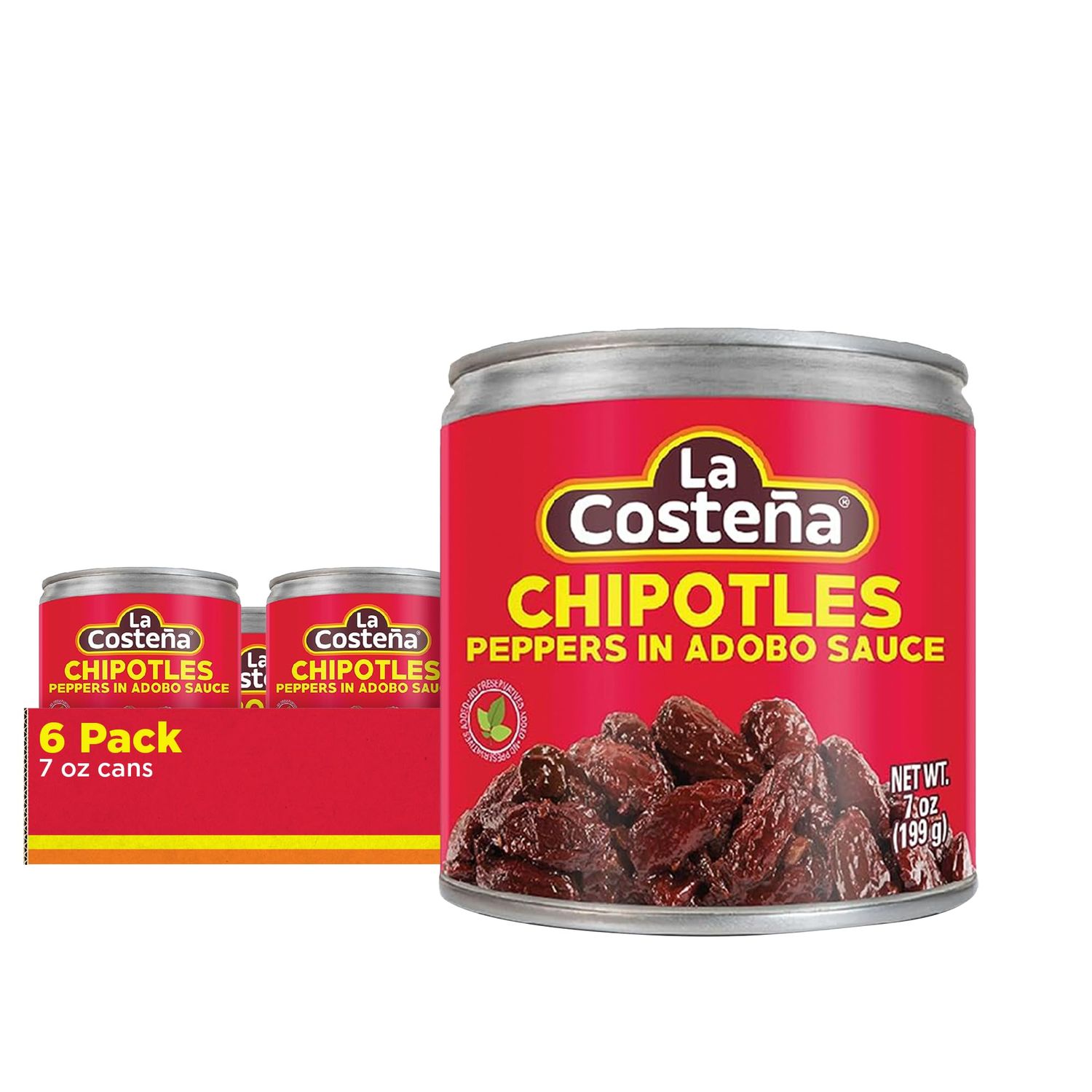 La Costea Chipotle Peppers in Adobo Sauce - Smoked Spicy Peppers Chipotle in Adobo Sauce - Mexican Food, Taco, Enchiladas &amp; Salsa - Hot Pickled Vegetables - 12oz, 6 Pack Canned Vegetables