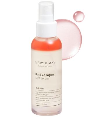 Mary&amp;May Rose Collagen Mist Serum - Double Layer Essence Face Spray - Instant Hydration, Radiance, Anti-Aging and Glowing Skin with Damask Rose Water and Plant-Based Oils, 3.38 fl.oz.