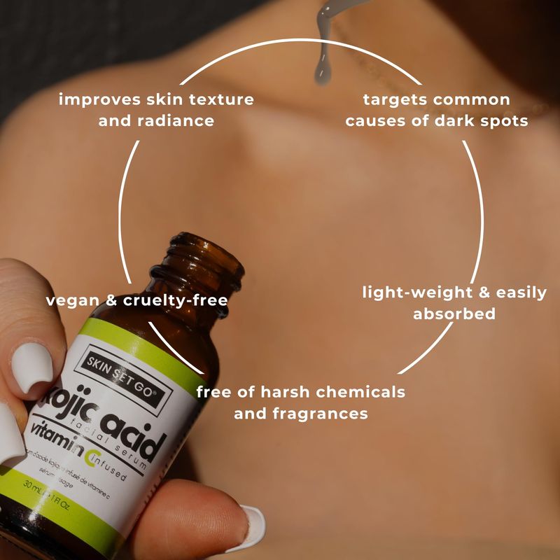 SkinSetGo Dynamic Antioxidant Dark Spot Remover Serum with Kojic Acid, Vitamin C, &amp; Glycolic Acid, For Sun Spots, Age Spots, &amp; Even Skin Tone