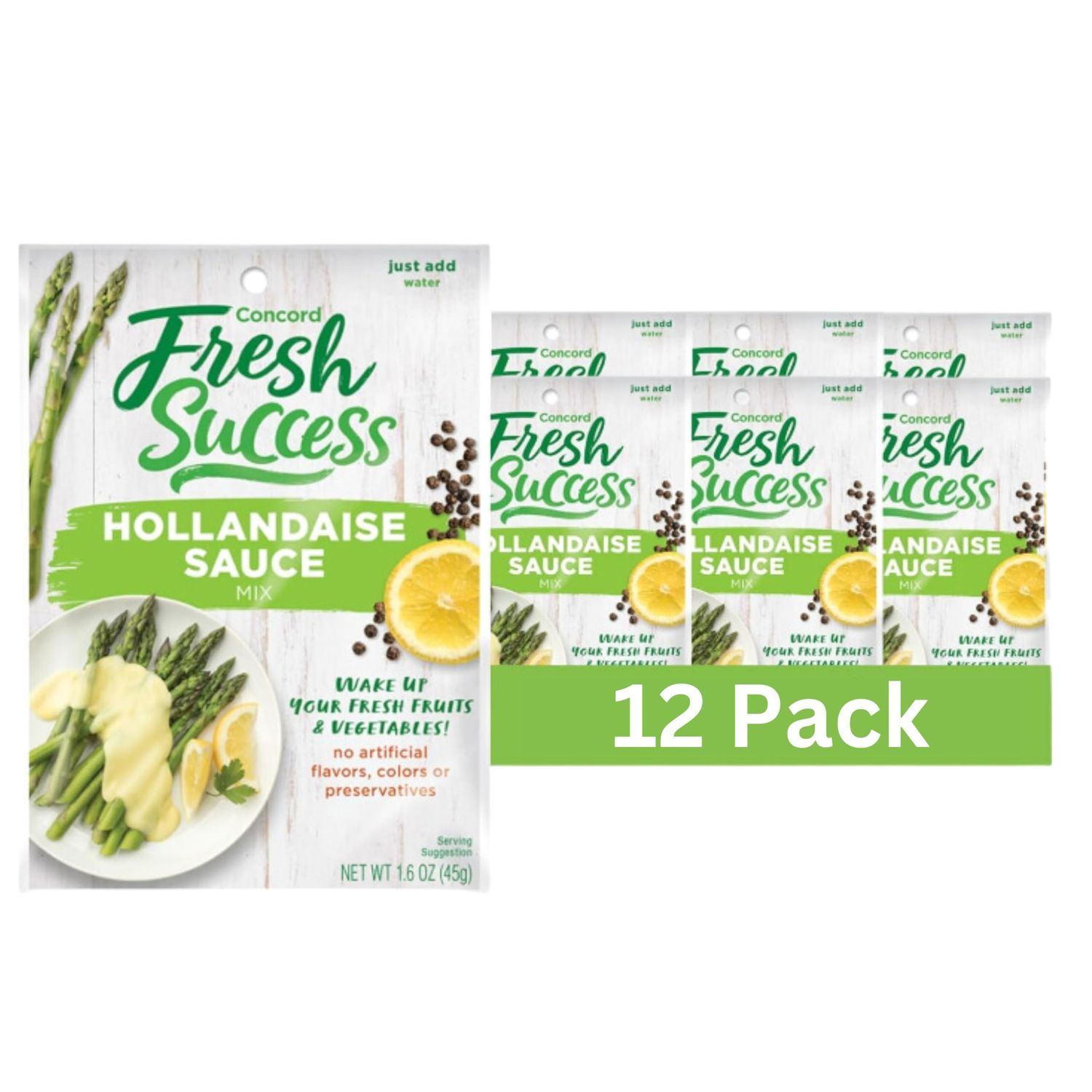 Concord Foods Hollandaise Sauce Mix Indulgent Lemon &amp; Butter Infusion for Gourmet Dining - Elevate Your Meals with Creamy Richness &amp; Zesty Citrus! 1.6 Ounce (Pack of 12)