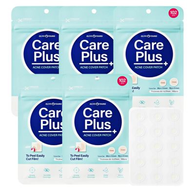 OLIVE YOUNG Care Plus Spot Patch Hydrocolloid Acne Korean Spot Patch to Cover Zits, Pimples and Blemishes, for Troubled Skin and Face (510 count (Pack of 5))
