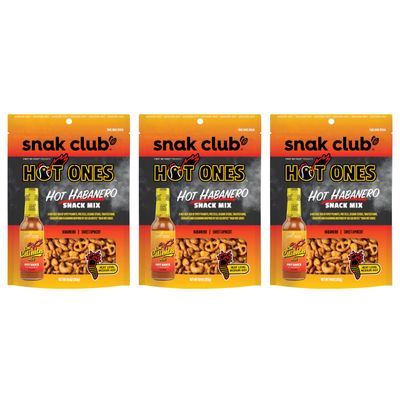 Snak Club x Hot Ones Hot Habanero Snack Mix, Spicy Snacks with Peanuts, Pretzels, Sesame Sticks, Toasted Corn &amp; Cashews, Inspired by Hot Ones Hot Sauce (10 Ounce (Pack of 3))