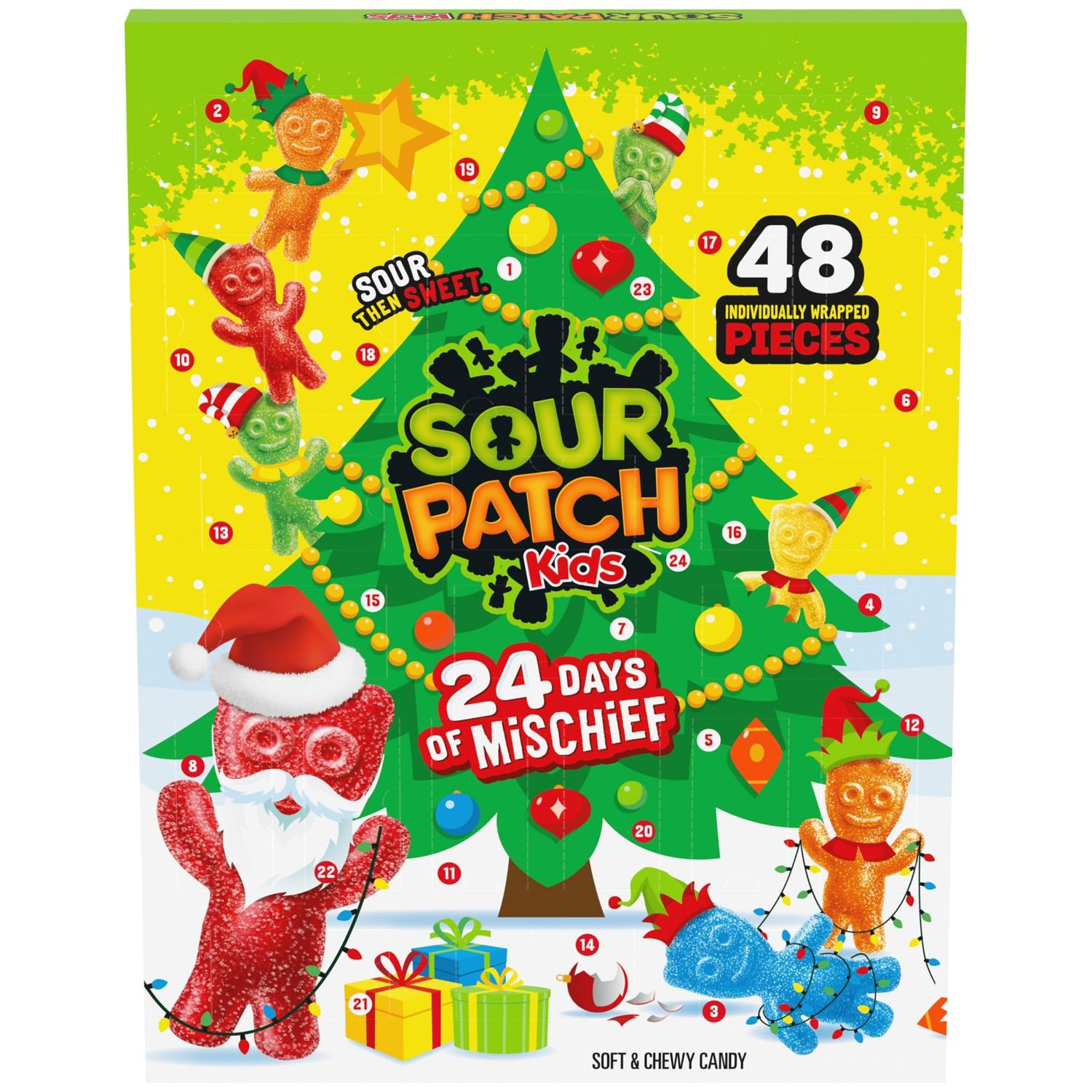 SOUR PATCH KIDS Big Kids Soft &amp; Chewy Candy Holiday Advent Calendar, 24 Days (48 Pieces of Candy)