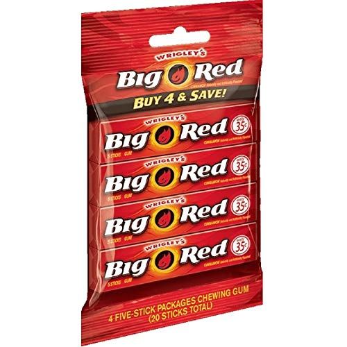 Wrigley&#39;s Big Red Gum - Bag of 4 Packs (5 Sticks Each Pack)