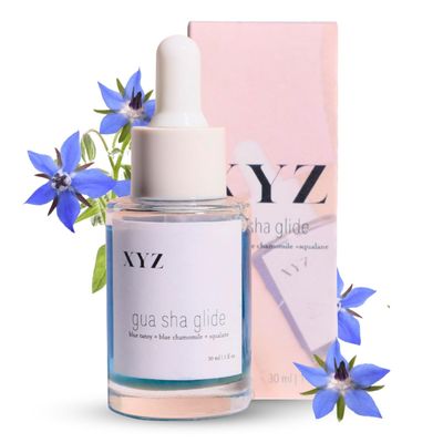 XYZ Skin Gua Sha Glide Face Oil - Hydrating and Soothing Face Oil With Azulene Blue Tansy, Blue Chamomile Squalene Moisturizer, Face Oil and Soothing Agent for All Skin Types - 1 fl oz (30ml)