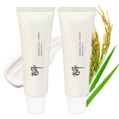 Relief Sun Organic Sunscreen SPF50, PA Rice and Probiotics, Korean Skin Care Solution, Nourishing Skin Protection and UV Defens, Suitable for All Skin Types