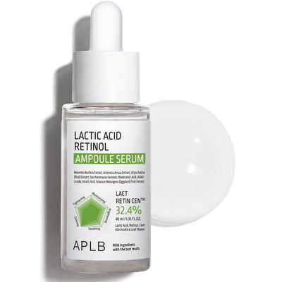 APLB Lactic Acid Retinol Ampoule Serum LACT RETIN CEN 32.4% 1.35 FL.OZ/Korean Skincare, Wrinkle care, Dark spots, Exfoliant, Revitalize for gentle and improve skin texture