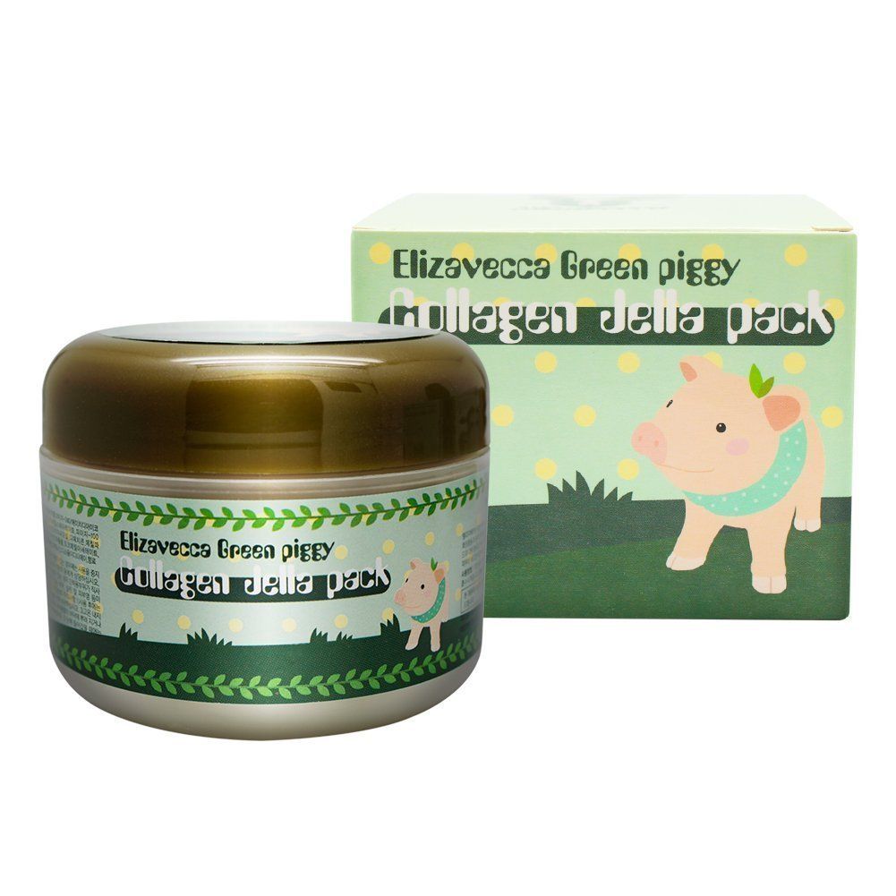Elizavecca Green Piggy 50% Collagen Cream 100g - Volume Up Face Cream Repair Water Cream Big size Water Cream Under Eye Cream for Puffiness and Bags Shape Memory Night Cream