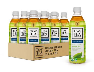 Teas&#39; Tea Unsweetened Pure Green Tea, Organic, Sugar Free, 0 Calories, 16.9 Ounce (Pack of 12)