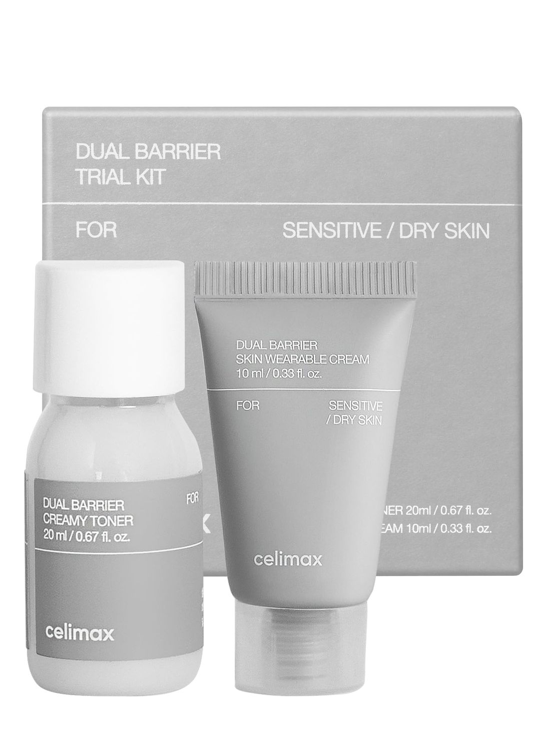 celimax Dual Barrier Trial Kit Travel Size, Gift Set with Creamy Toner &amp; Skin Wearable Cream, Travel Size, Mini-sized Gift Set, Ceramides, Peptide