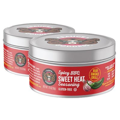 Sauce Goddess - BBQ Sweet Heat Spice Rub - Gluten-Free Seasoning, Garlic-Loaded Spicy Sweet Rib Rub - 1.75oz (2 Tin Cans)
