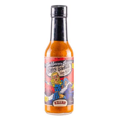 Torchbearer Sauces Honey Badger Hot Sauce, 5oz, Heat level 9 Killer, with Scorpion and Carolina Reaper Peppers - All Natural, Extract-Free, Made in USA and Seen on Hot Ones