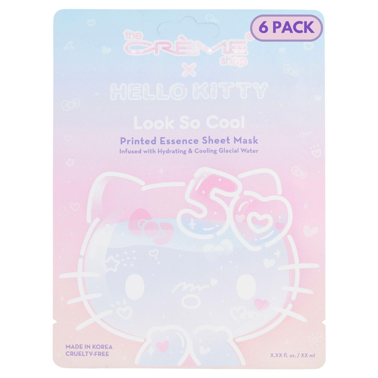 The Crme Shop x Hello Kitty Feel So Clear Printed Essence Sheet Mask, Clarifying and Hydrating Face Mask with Tea Tree and Hyaluronic Acid - 50th Year Anniversary Limited Edition - (Pack of 6)