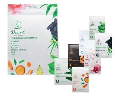 Sakya Premium Facial Mask Sheet: Best Hand Picked Skin Care Solution with Aloe Vera Gel, Acne Treatment, Korean Inspired Skincare, Sheet Masks for under eye patches, blackhead remover-7 Pack