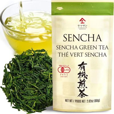 chaganju Green Tea leaves Sencha, JAS Certified Organic, Japanese Green Tea, Uji-Kyoto, 80g Bag, Sencha Green Tea, Loose LeafYAMASAN