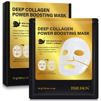 BXRUIAGN Snail Mucin Face Mask,Advanced Snail 96 Mucin Power Essence,Glass Glow Hydrogel Face Masks,Korean Skin Care,Travel Essentials (4pcs)