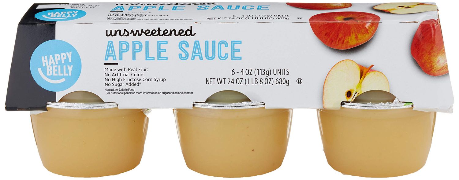 Amazon Brand - Happy Belly Unsweetened Apple Sauce, 4 ounce (Pack of 6)