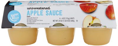 Amazon Brand - Happy Belly Unsweetened Apple Sauce, 4 ounce (Pack of 6)