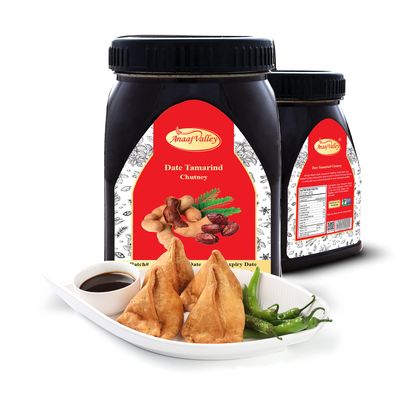 Anaaj Valley Pure Tamarind and Date Chutney - Premium Spicy ilmi Chutney - Used with Chicken, Sandwich, Salad - NON-GMO, Vegan, Gluten Free, All Natural Sweet and Sour Tamarind Date Sauce, 350 Gr