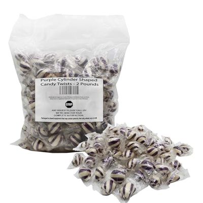 Purple Cylinder Shaped Mint Candy Twists - 2 Pounds