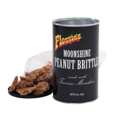 Flossie&#39;s Tennessee Moonshine Classic Peanut Brittle, Handmade Crunchy Candied Peanuts w/Touch of Southern Nostalgia, Authentic Recipe in Can, 12 oz