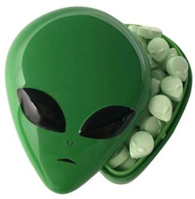 Boston America, Halloween Alien Head Sours Tin, 1 Ounce