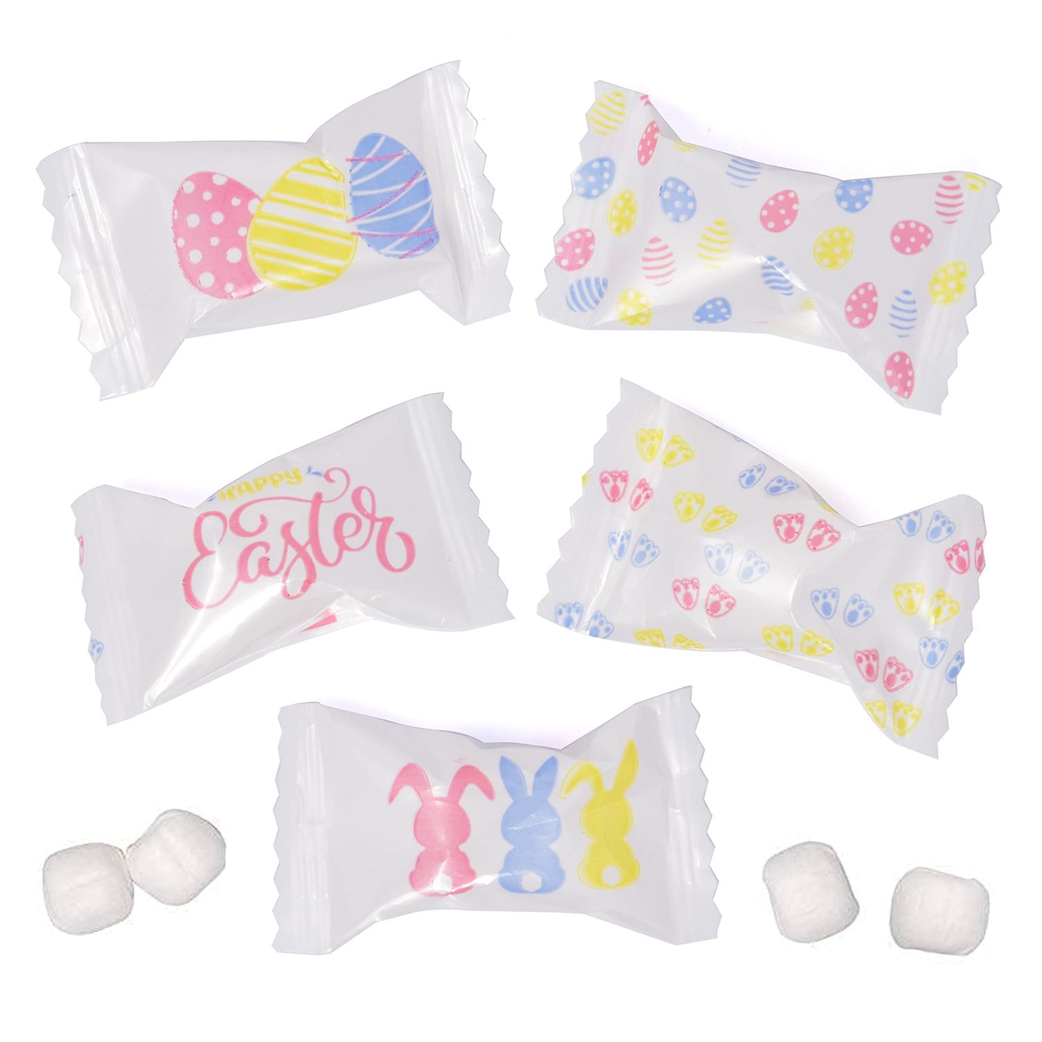 Gift Boutique Happy Easter Butter Mints Candy Bags 100 Count Egg Bunny Mint Candies 13 Oz (368 g) Individually Wrapped Bunnies Buttercream Pink Yellow Blue White Wedding Sweets Party Favor Supplies