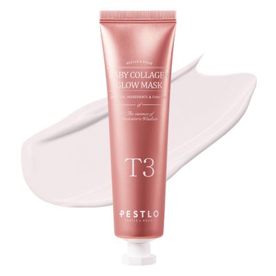 Pestlo Baby Collagen Glow Mask - Korean Peel Off Facial Mask Skincare Infused with Reallagen/T3 Vegan Collagen, Aginon, Volufiline, for Glass Skin, &amp; Optional Overnight Use, 1.69 fl.oz