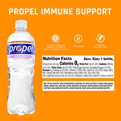 Propel Immune Support, Lemon Blackberry, 16.9 Fl Oz (Pack of 12)