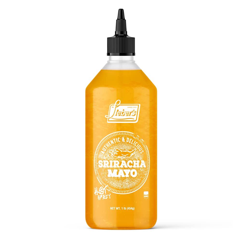 Lieber&#39;s Authentic And Delicious Sriracha Mayo, Hot And Spicy Mayonnaise Sauce, Non-GMO, No MSG, Gluten-free, Cholesterol-free, and Vegan, NET WT. 1 lb (454g)
