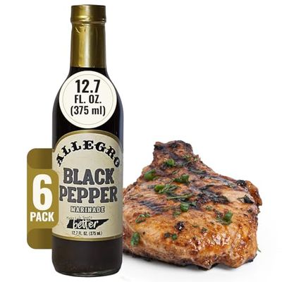 ALLEGRO - The Marinate Everything Marinades Perfect Marinades for Meat &amp; Veggies Marinade for Grilling, Roasting &amp; Cooking Kosher &amp; Gluten Free 12.7 Oz (Pack of 6) - Black Pepper