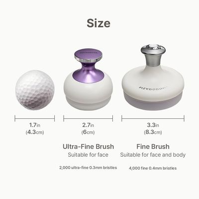 Beejong Air Cushion Silicone Facial Cleansing Brush with 0.3mm Ultra-Fine Bristles, Air-Injector Technology, Deep Pore Exfoliator, Suitable for Face and Body (Ultra-Fine Purple)