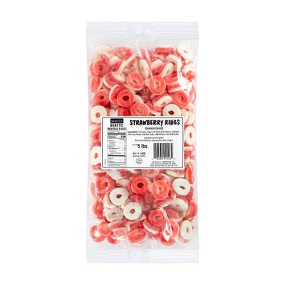 Kervan Candy Bebeto Strawberry Rings - Fruity, Soft, Sweet &amp; Sour Gummy Candy Bulk for Kids, Gift Snacks and Parties - Strawberry Ring Gummies Big Party Size Bag (5 lbs)