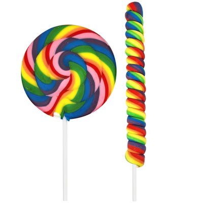 Mega Rainbow Swirl Lollipop Bundle,&quot;6&quot; Jumbo Swirls 4 inch, &amp; &quot;6&quot;Jumbo Twisty Pops 12 inch height - Individually Wrapped Great for Easte Baskets