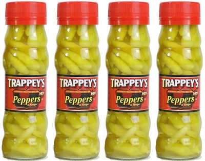 Trappeys Peppers in Vinegar, Hot, 4.5 oz (Pack of 4)