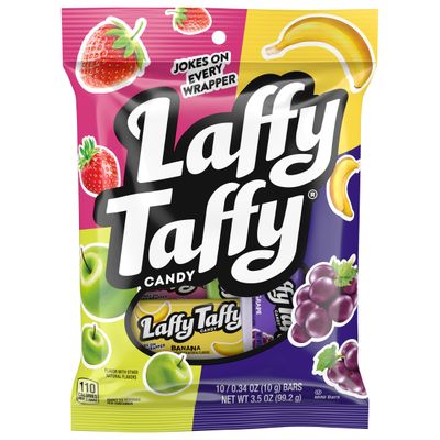 Laffy Taffy Assorted, Mini Bars, Stand Up Bag, Chewy Candy in a Variety of Fruity Flavors, 3.5 oz