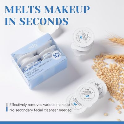ddg Cleansing Balm-Makeup Remover Balm Travel Size,Individually Wrapped,Facial Cleanser for Heavy Makeup Removal,with Natural Plant Oils,Nourish & Hydrate(3ml, Pack of 10)