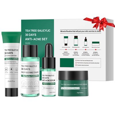 Skincare Mini Kit, Tea Tree Skin Care Sets &amp; Kits, Acne Skincare Set Gifts, Anti Acne Facial Kit Gifts for Women,Cleanser, Toner, Serum, Cream,Oil Control Facial Kit, Airplane Friendly Sizes